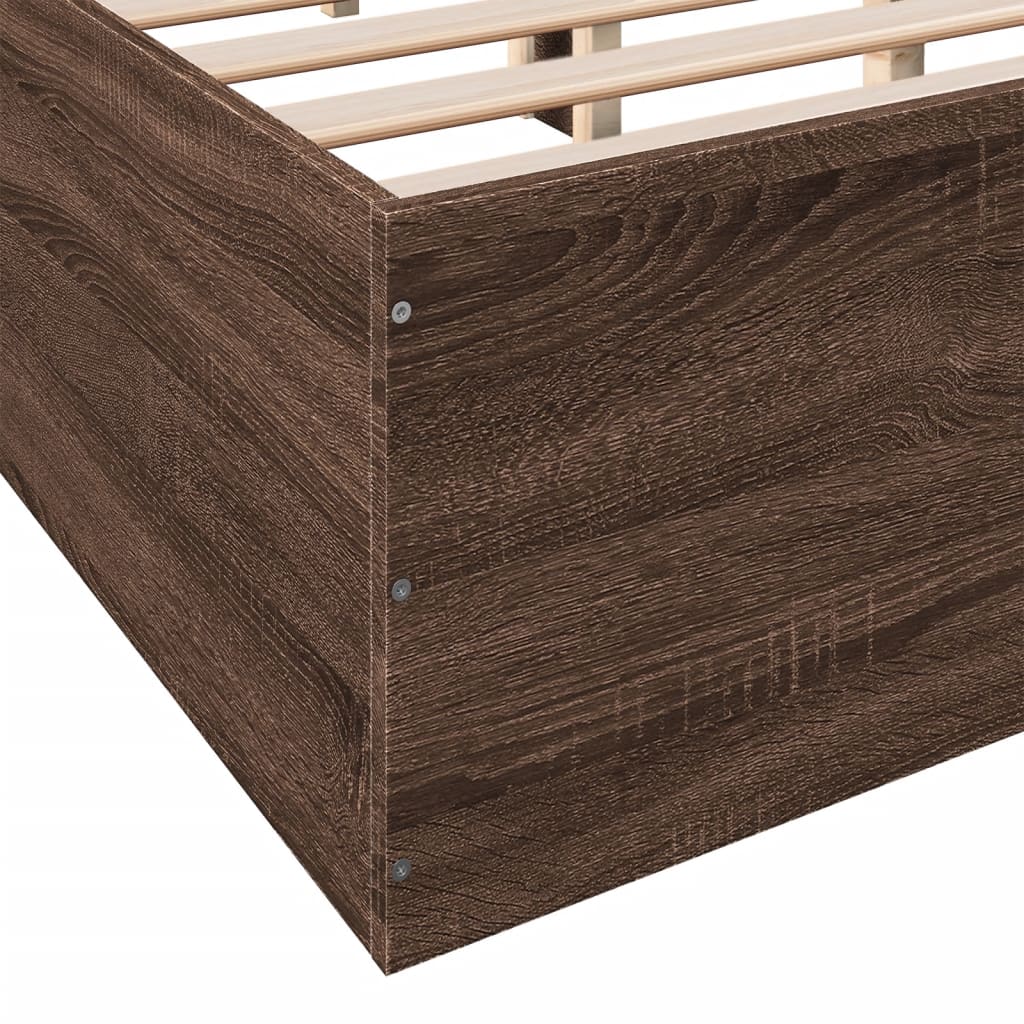 vidaXL Cadre de lit chêne marron 150x200 cm bois d'ingénierie