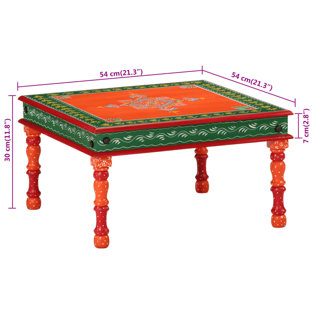 vidaXL Table basse orange bois de manguier massif peint à la main