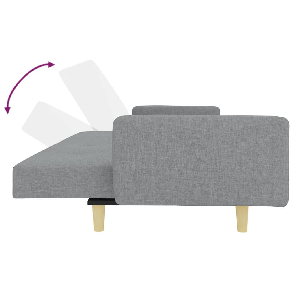 vidaXL Canapé-lit à 2 places avec repose-pied gris clair tissu