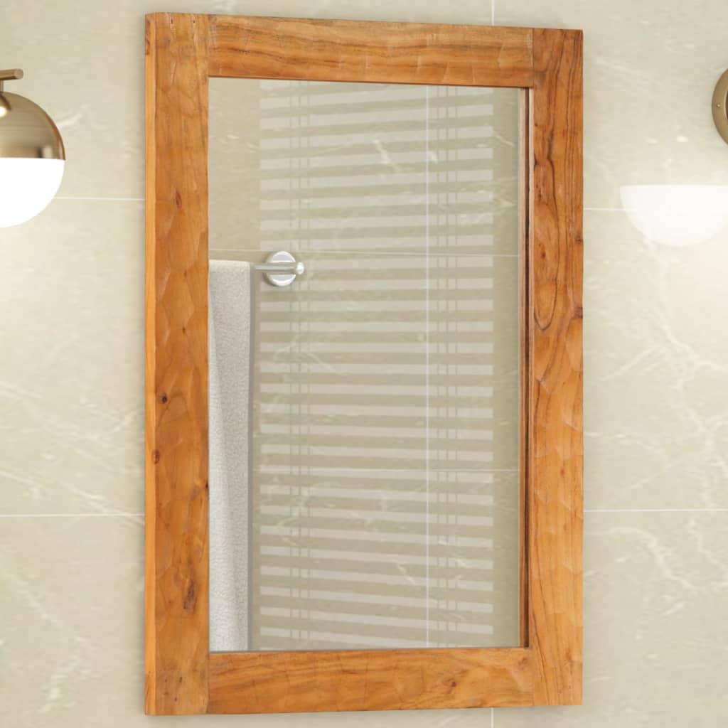 vidaXL Miroir salle de bain 50x70x2,5 cm bois massif d'acacia et verre