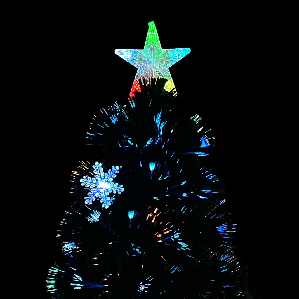 vidaXL Sapin de Noël et flocons de neige LED Noir 150 cm Fibre optique