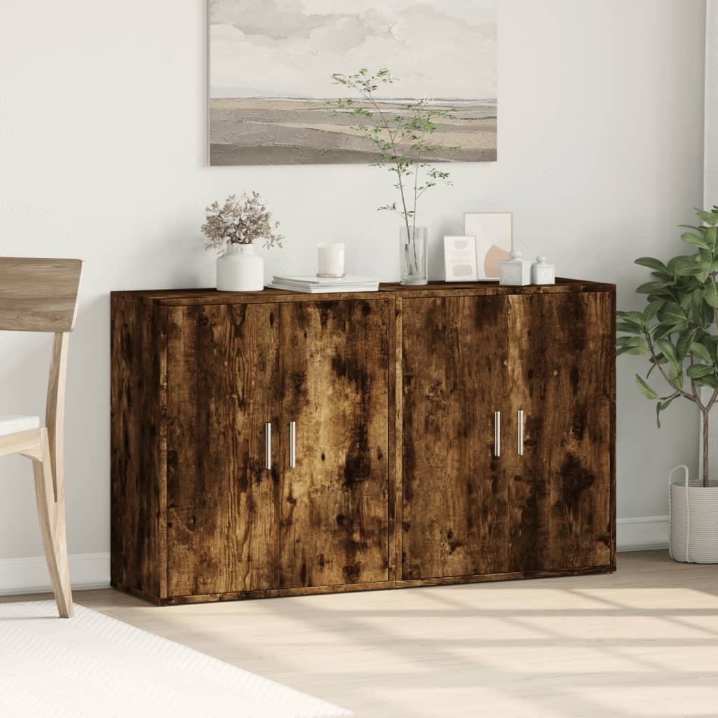 vidaXL Buffets 2 pcs chêne fumé 60x31x70 cm bois d'ingénierie