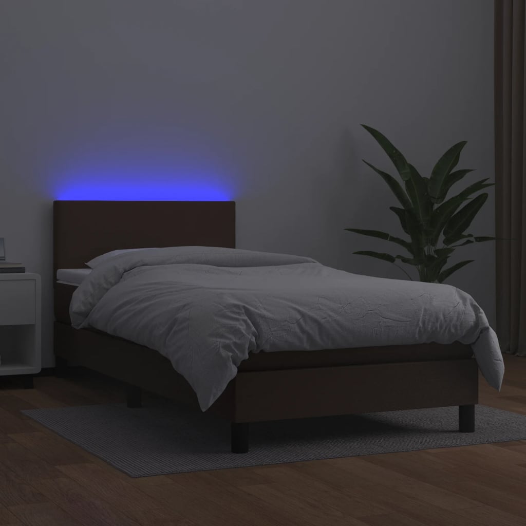 vidaXL Sommier à lattes de lit et matelas et LED Marron 80x200 cm