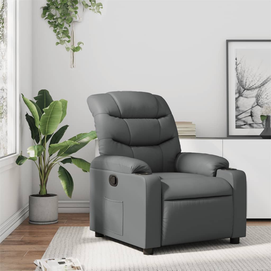 vidaXL Fauteuil inclinable Gris Similicuir