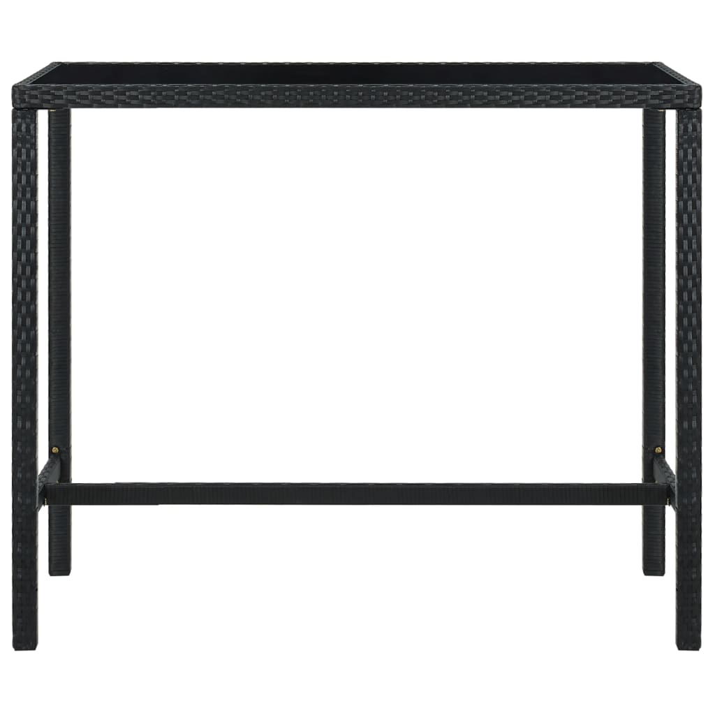 vidaXL Table bar de jardin Noir 130x60x110 cm Résine tressée et verre