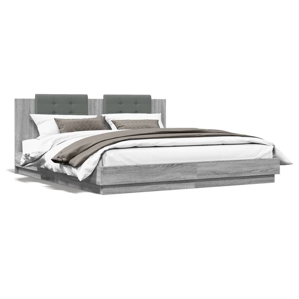 vidaXL Cadre de lit sans matelas sonoma gris 160x200 cm