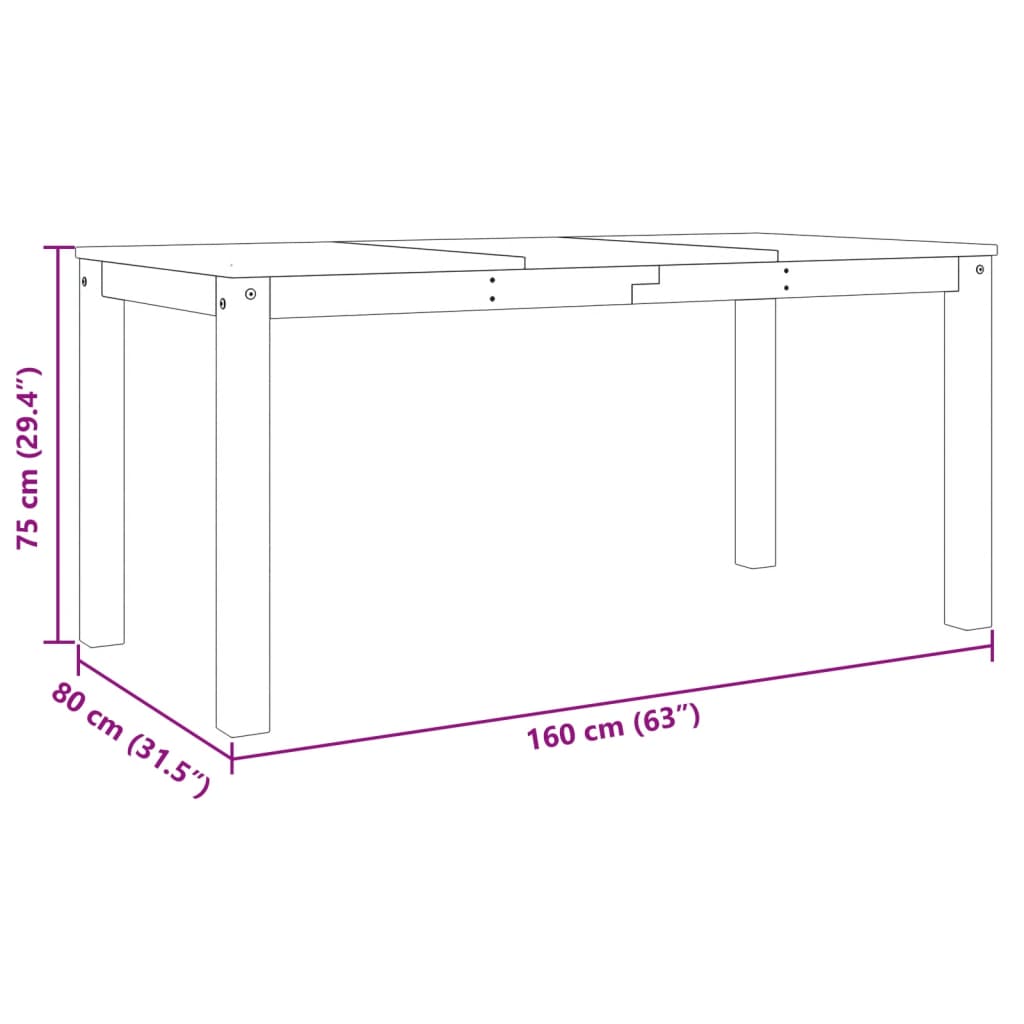 vidaXL Table à manger Panama blanc 160x80x75 cm bois massif de pin