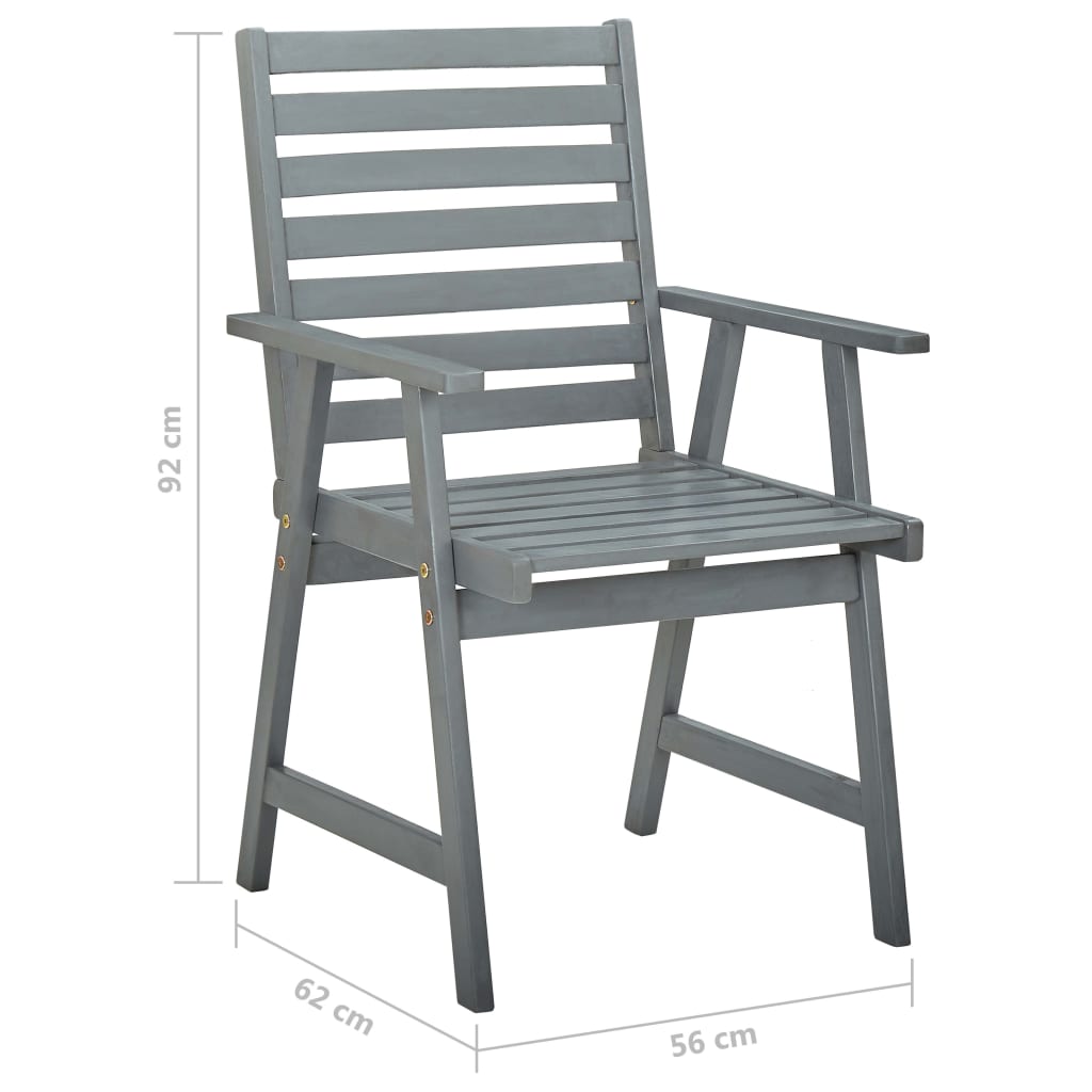 vidaXL Chaises à manger d'extérieur lot de 2 Gris Bois d'acacia