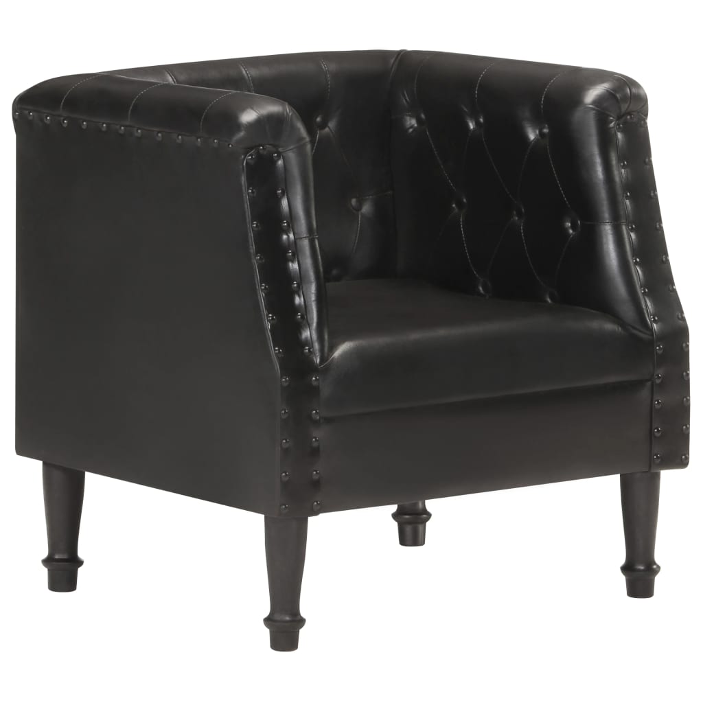 vidaXL Fauteuil Noir Cuir véritable