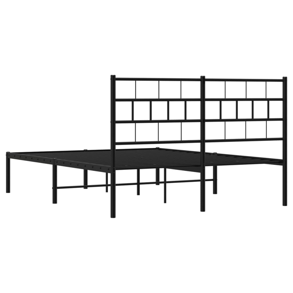 vidaXL Cadre de lit métal sans matelas avec tête de lit noir 120x190cm