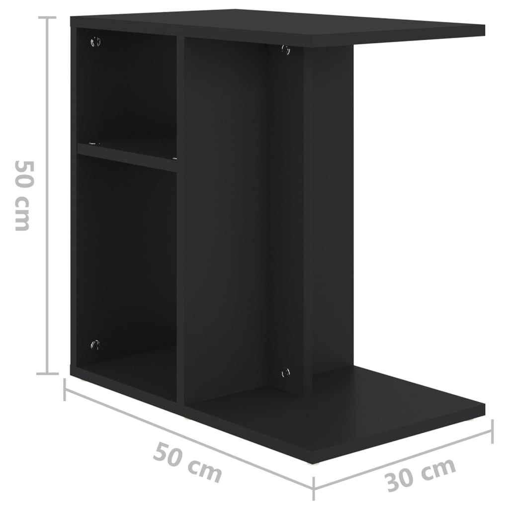 vidaXL Table d'appoint Noir 50x30x50 cm Bois d’ingénierie