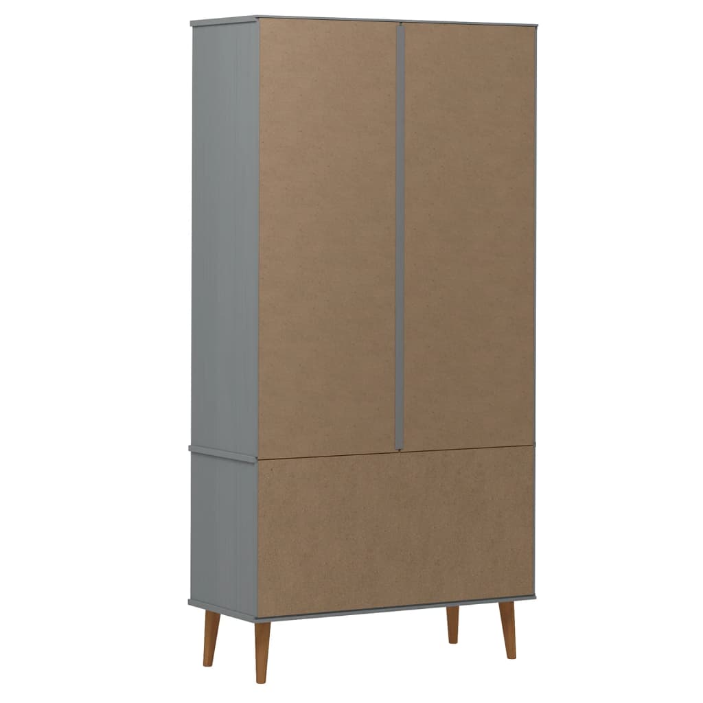 vidaXL Armoire à vitrine MOLDE Gris 90x35x175 cm Bois de pin massif