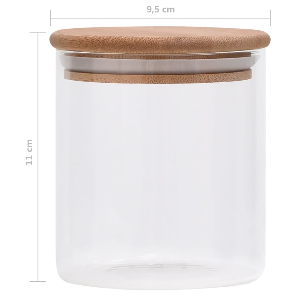 vidaXL Pots de conservation en verre couvercle en bambou 10 pcs 600 ml