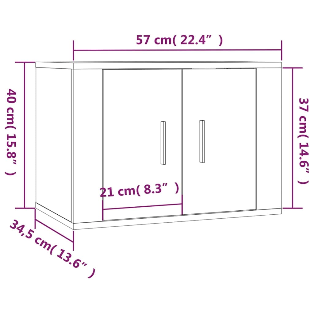 vidaXL Meubles TV muraux 3 pcs blanc brillant 57x34,5x40 cm