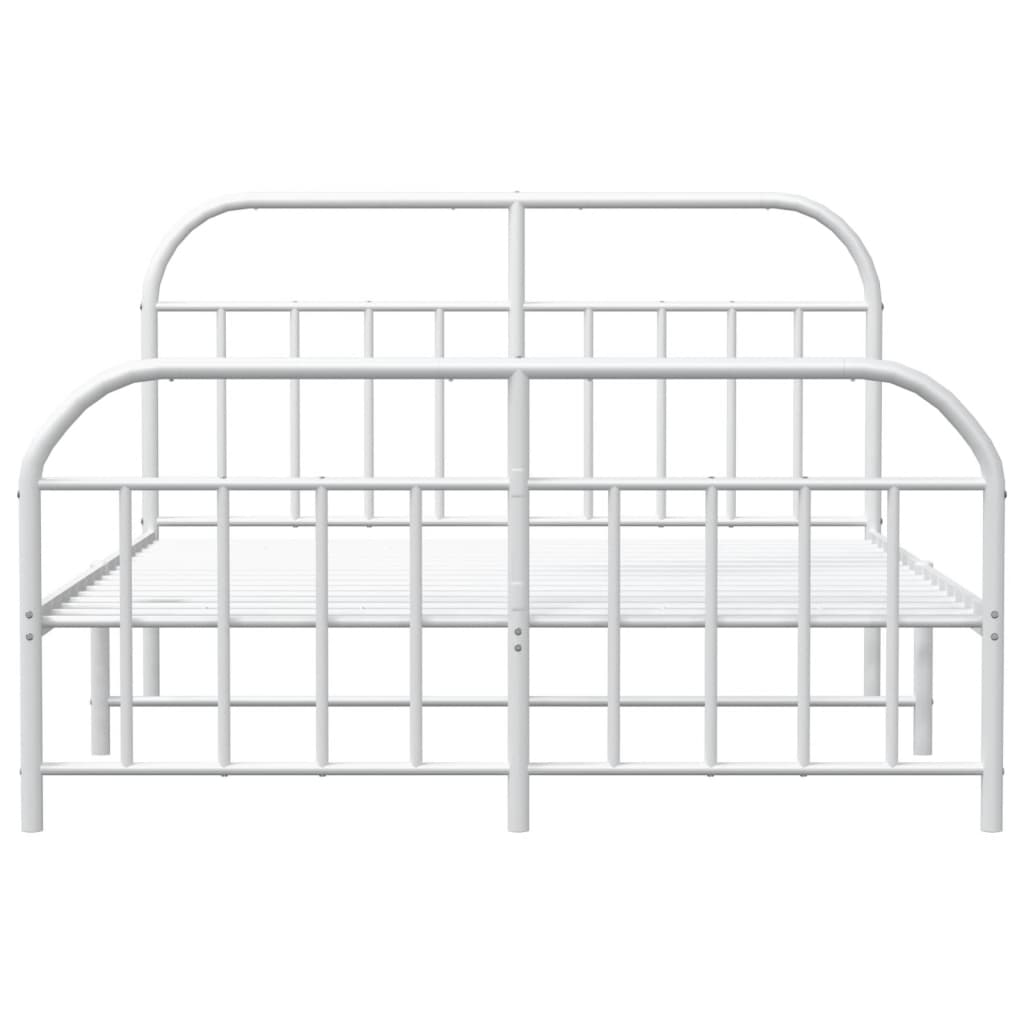 vidaXL Cadre de lit métal sans matelas et pied de lit blanc 135x190 cm