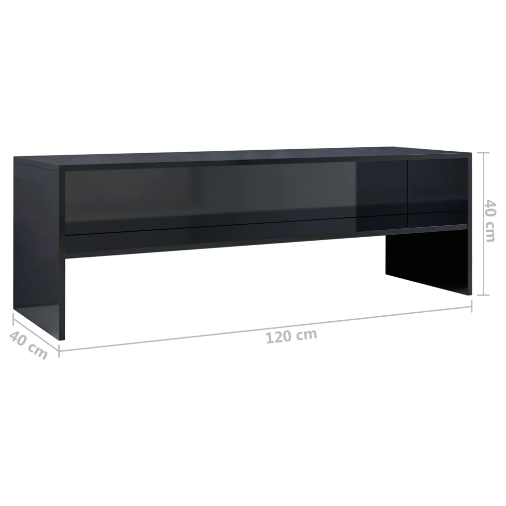 vidaXL Meuble TV Noir brillant 120 x 40 x 40 cm Aggloméré