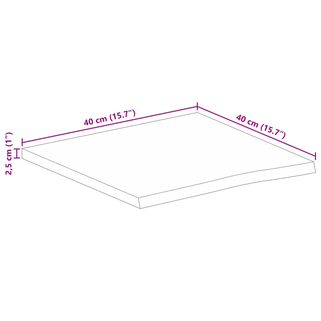 vidaXL Dessus de table à bord vivant 40x40x2,5 cm bois massif manguier