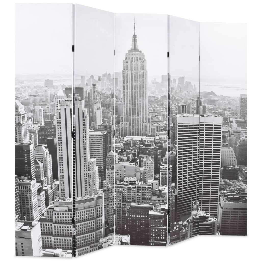 vidaXL Cloison de séparation pliable 200x170 cm New York Noir et blanc