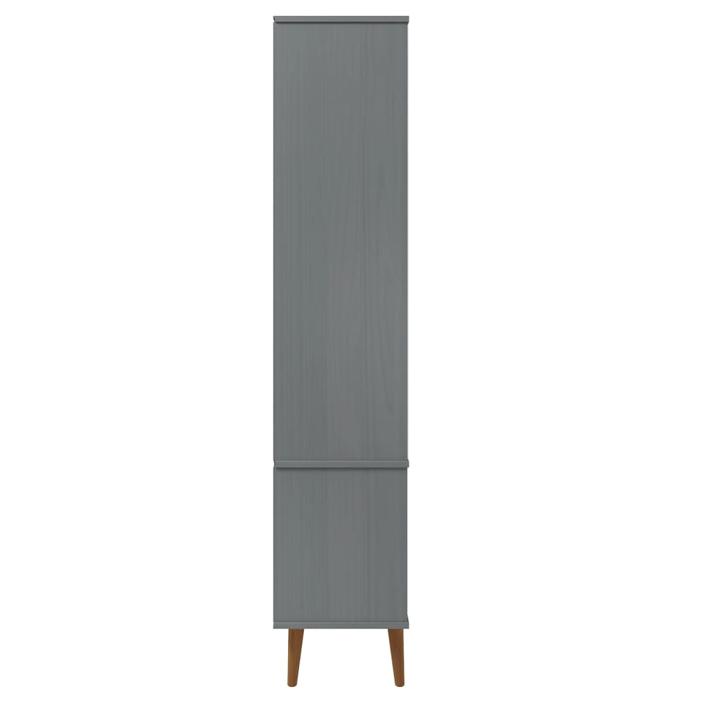 vidaXL Armoire à vitrine MOLDE Gris 90x35x175 cm Bois de pin massif