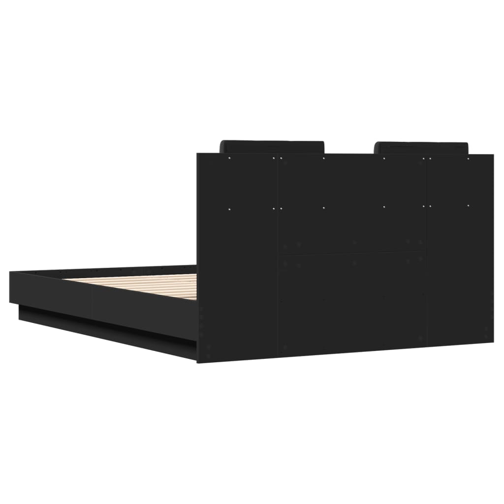 vidaXL Cadre de lit avec tête de lit et lumières LED noir 140x190 cm