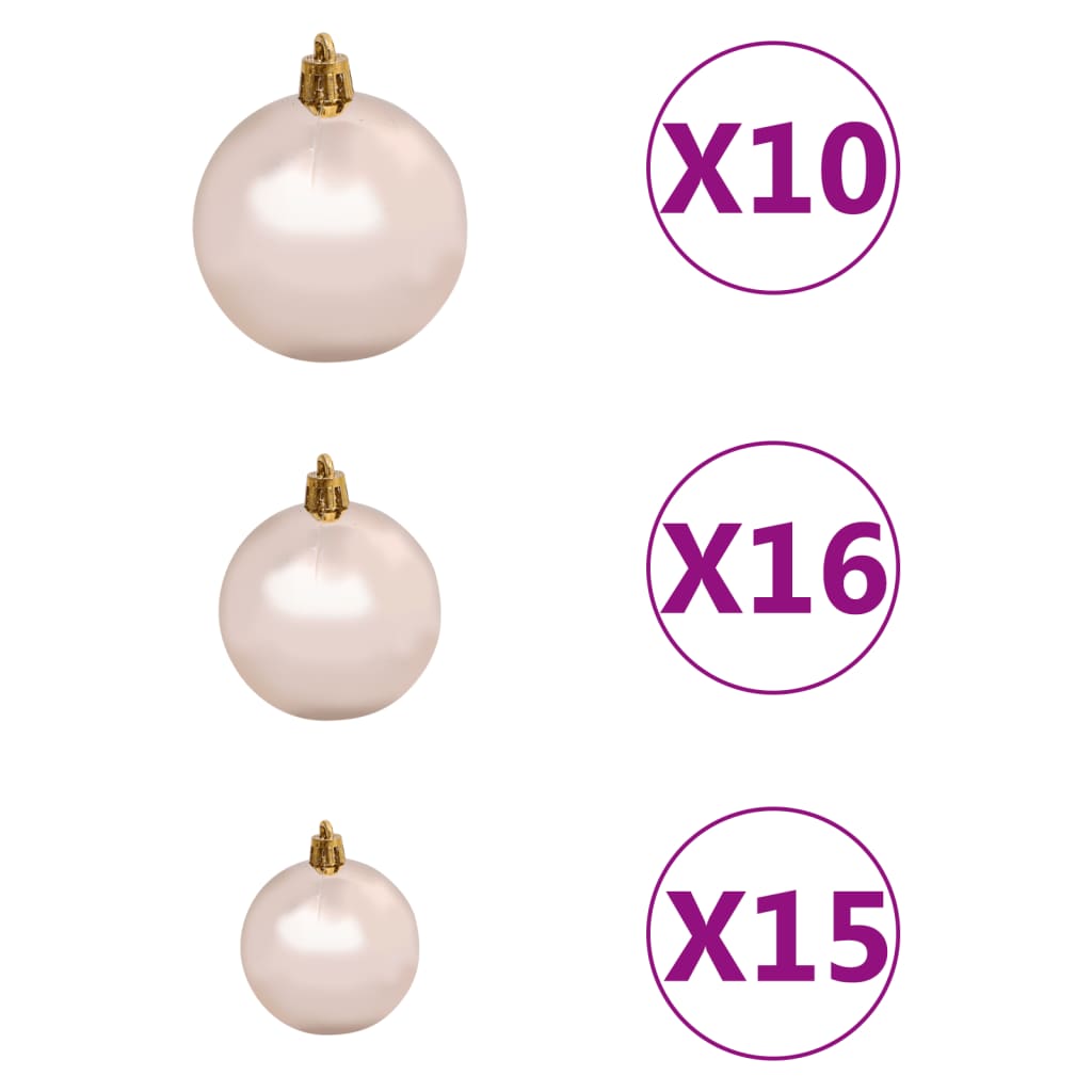vidaXL Arbre de Noël artificiel pré-éclairé et boules blanc 210 cm PVC