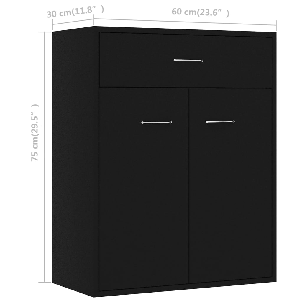 vidaXL Buffet noir 60x30x75 cm bois d'ingénierie