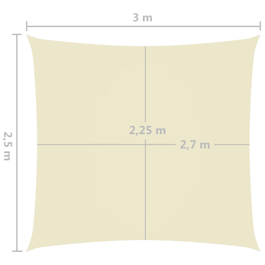 vidaXL Voile de parasol tissu oxford rectangulaire 2,5x3 m crème