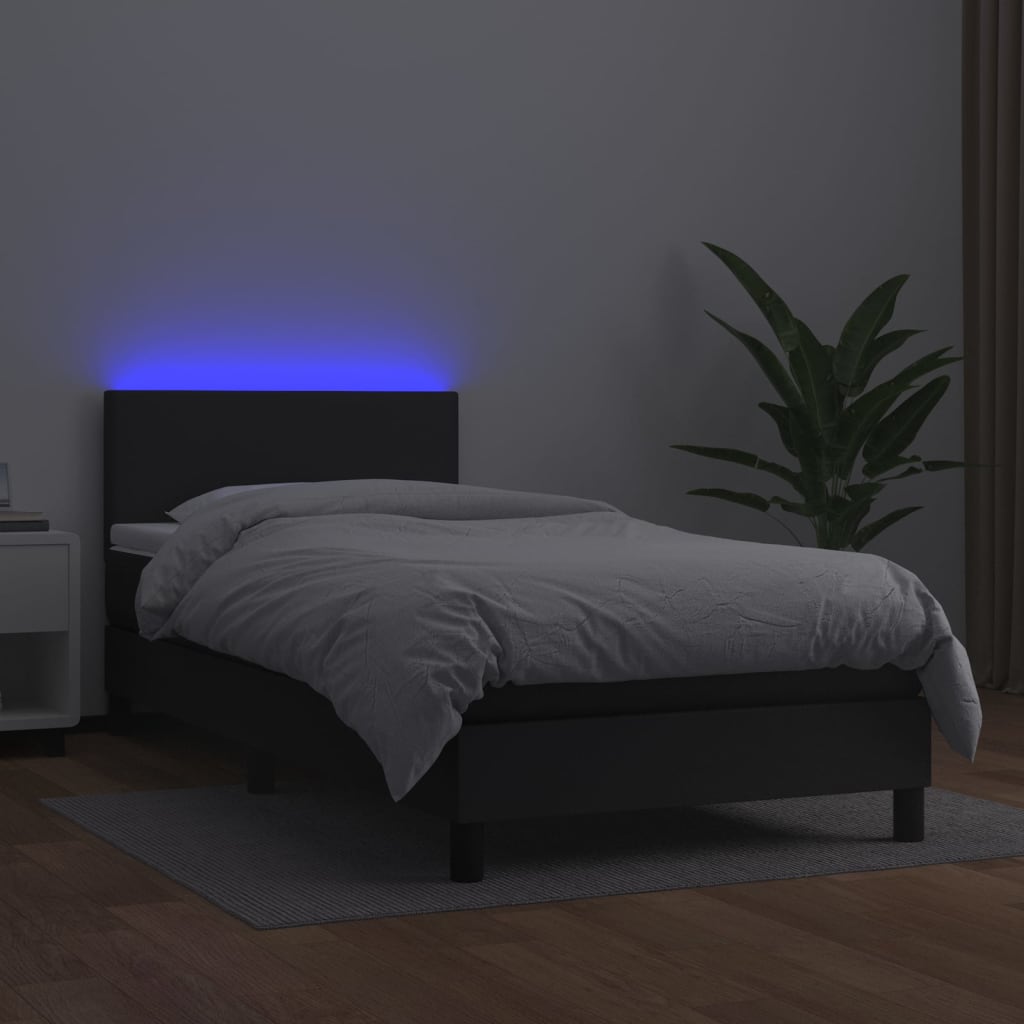 vidaXL Sommier à lattes de lit avec matelas et LED Noir 80x200 cm