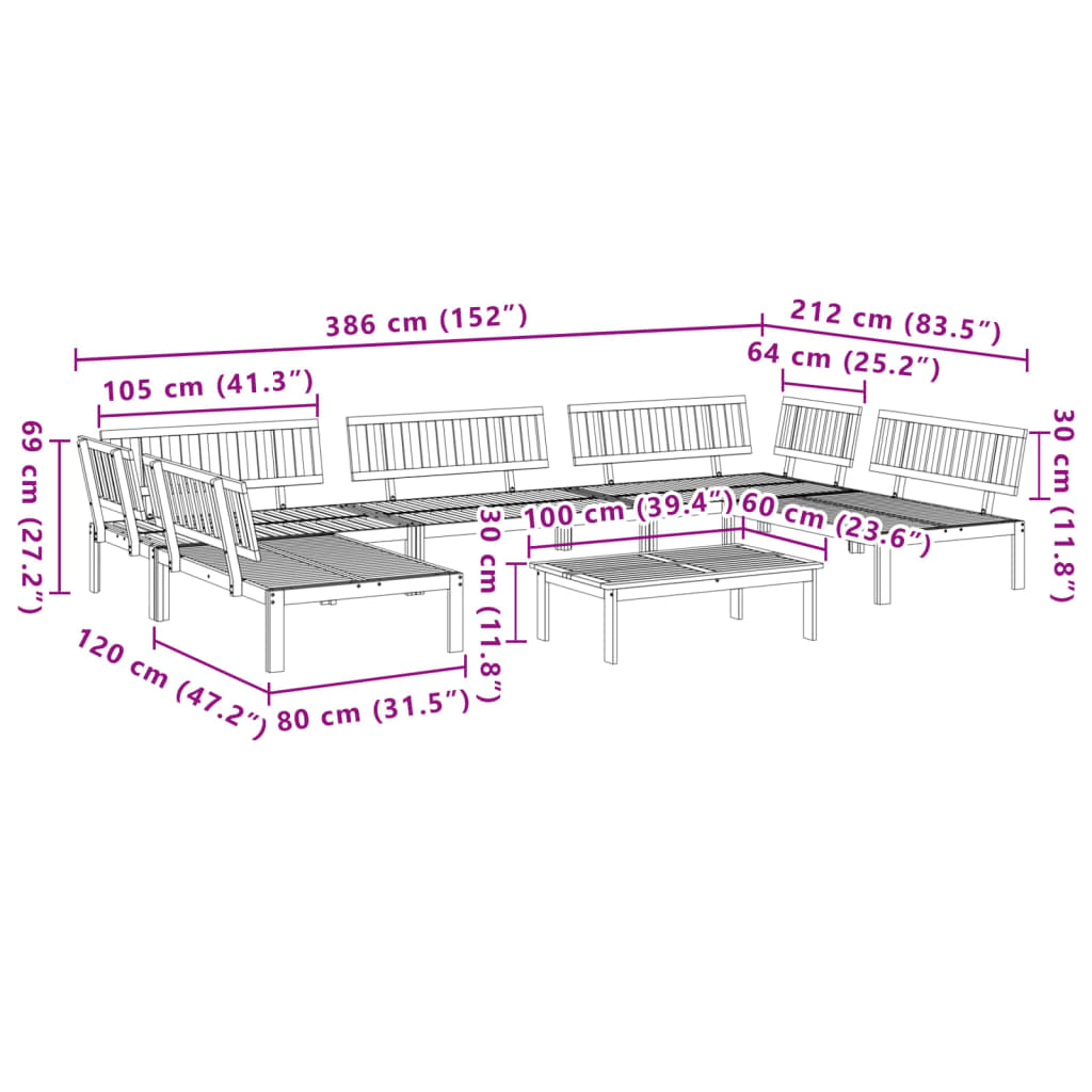 vidaXL Salon palette de jardin 6 pcs bois d'acacia massif