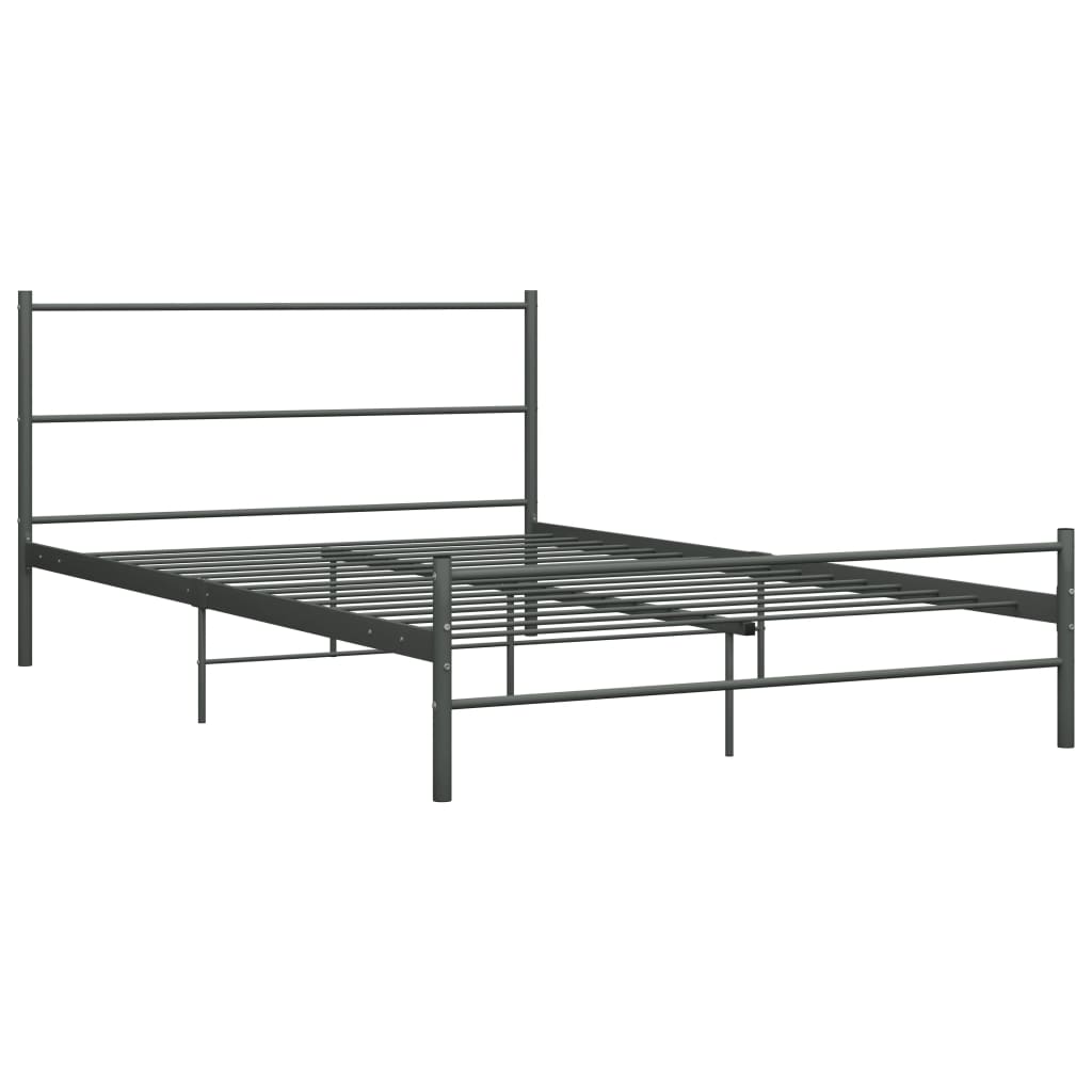 vidaXL Cadre de lit avec tête de lit sans matelas gris 160x200cm métal