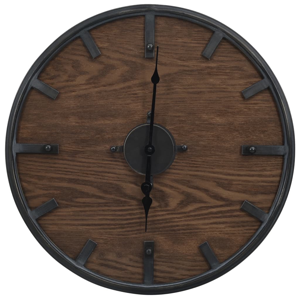 vidaXL Horloge murale Marron et noir 45 cm Fer et MDF