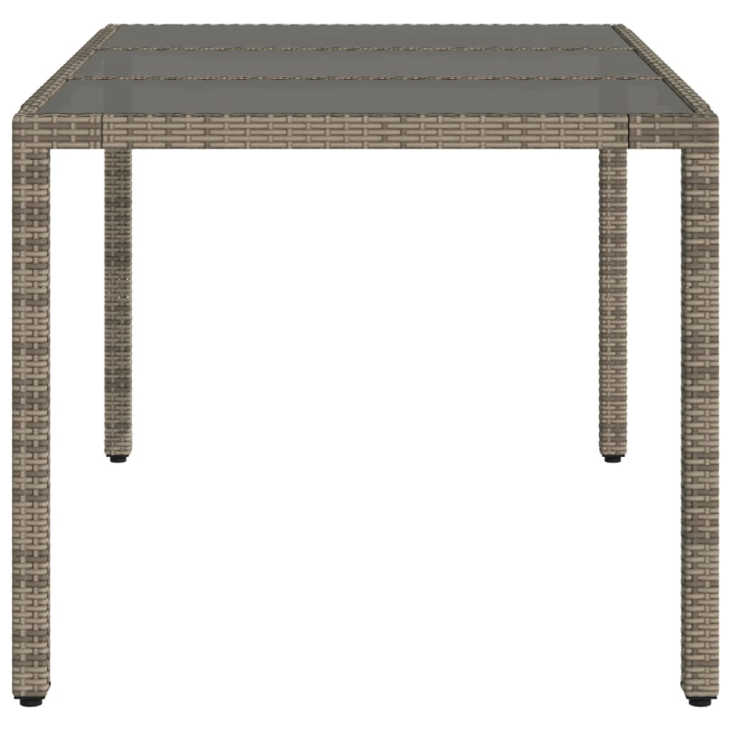 vidaXL Table de jardin dessus en verre Gris 150x90x75cm Résine tressée