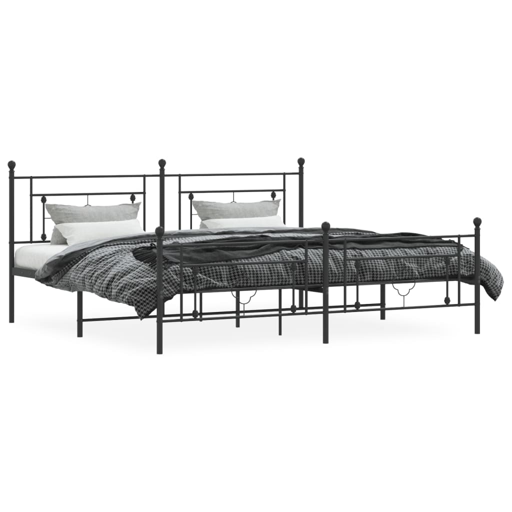 vidaXL Cadre de lit métal sans matelas avec pied de lit noir 193x203cm