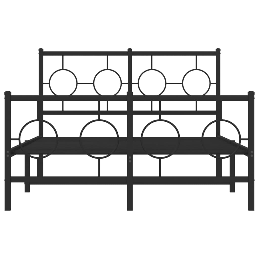 vidaXL Cadre de lit métal sans matelas avec pied de lit noir 120x190cm