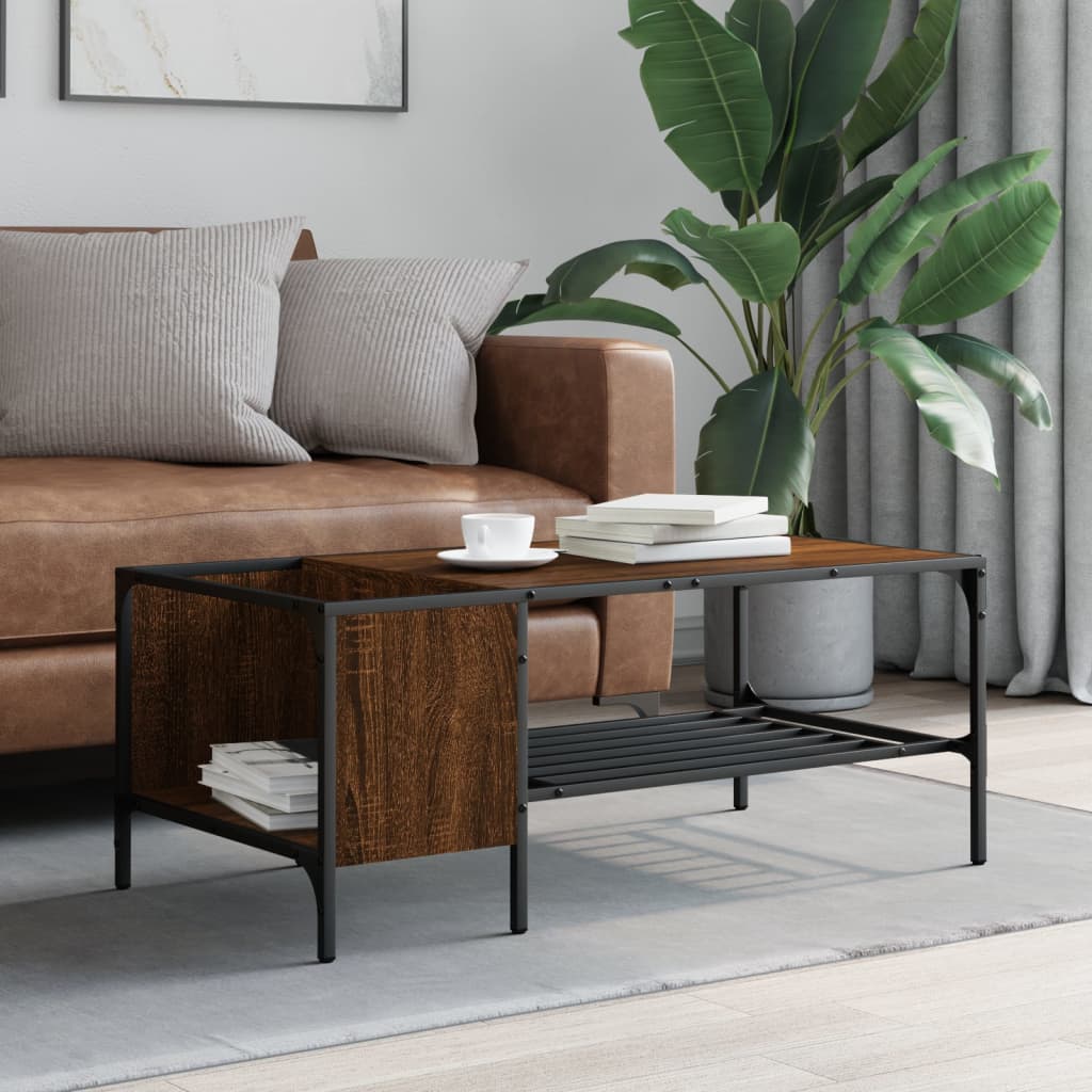 vidaXL Table basse avec support chêne marron 100x51x40 cm