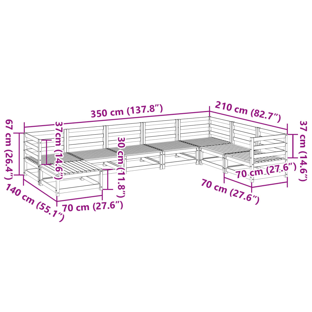 vidaXL Salon de jardin 8 pcs bois de pin imprégné