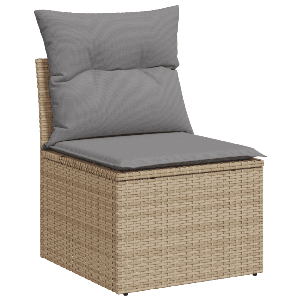 vidaXL Salon de jardin avec coussins 9 pcs beige résine tressée