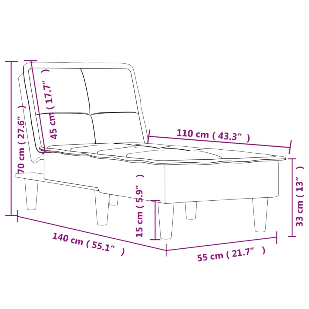 vidaXL Chaise longue jaune velours