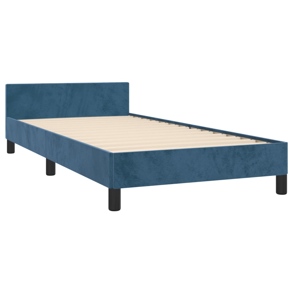 vidaXL Cadre de lit avec tête de lit Bleu foncé 90x190 cm Velours