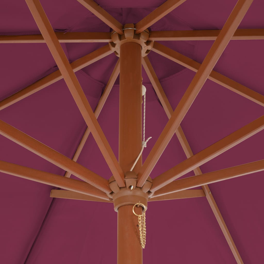 vidaXL Parasol d'extérieur avec mât en bois 300 cm rouge bordeaux