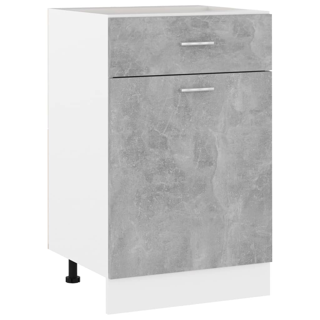 vidaXL Armoire de plancher à tiroir Gris béton Bois d’ingénierie