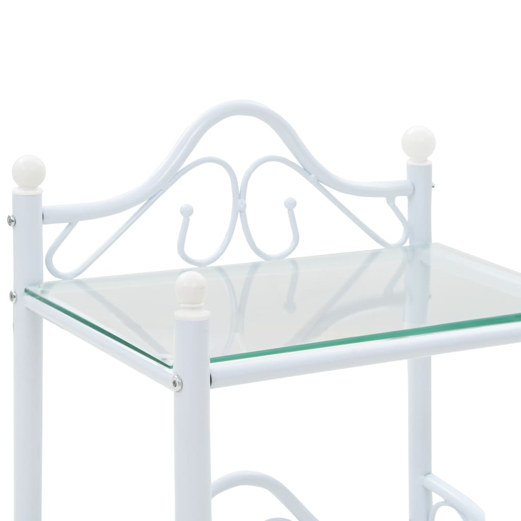 vidaXL Table de chevet Acier et verre trempé 45 x 30,5 x 60 cm Blanc