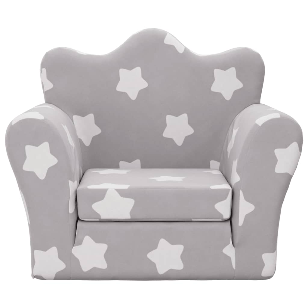 vidaXL Canapé-lit pour enfants gris clair avec étoiles peluche douce