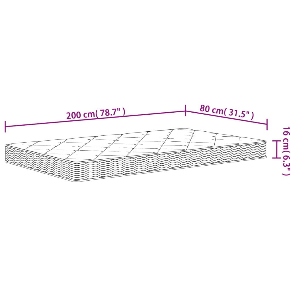 vidaXL Matelas en mousse moyennement doux 80x200 cm