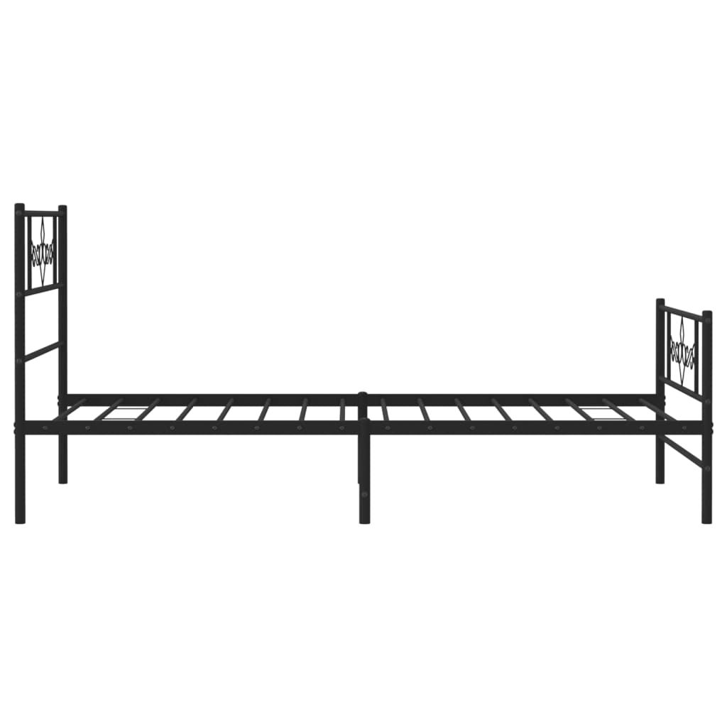 vidaXL Cadre de lit métal sans matelas avec pied de lit noir 75x190 cm