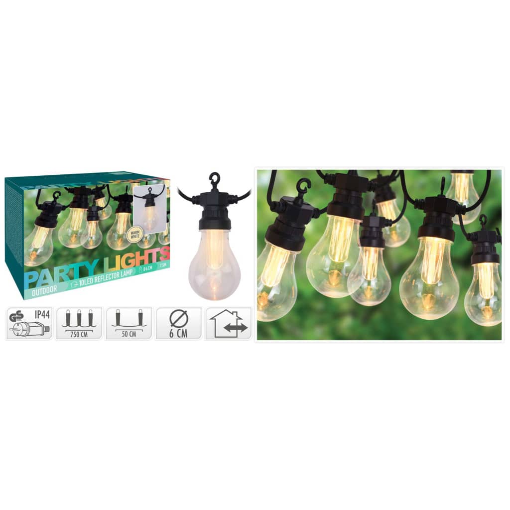 ProGarden Guirlande lumineuse de jardin 10 ampoules 3,2 V