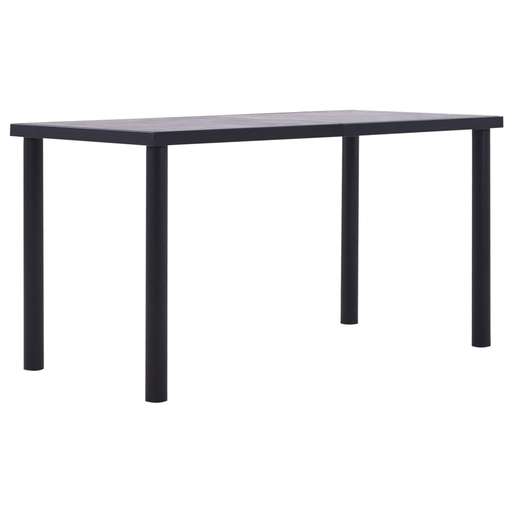 vidaXL Table de salle à manger Noir et gris béton 140x70x75 cm MDF