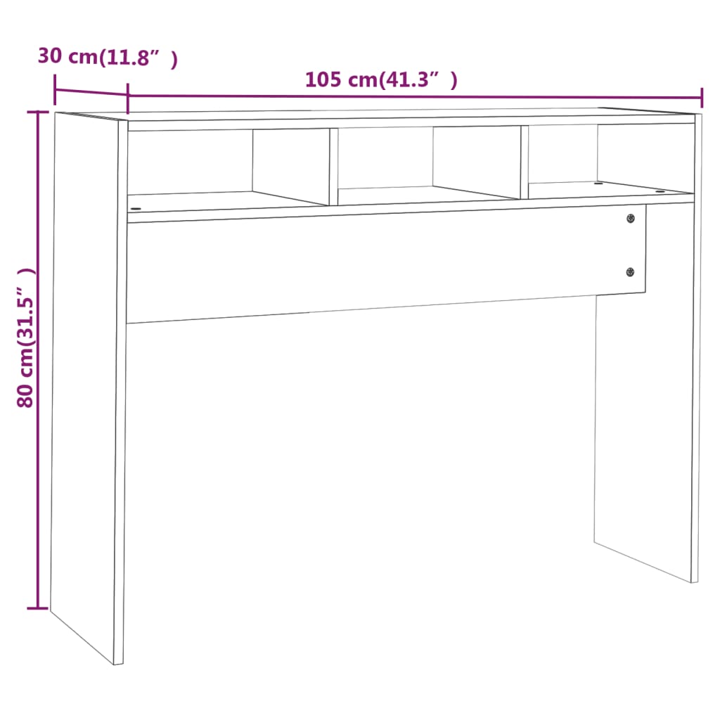 vidaXL Table console chêne sonoma 105x30x80 cm bois d'ingénierie