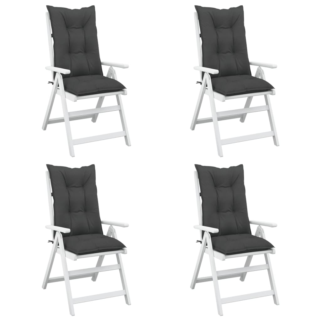 vidaXL Coussins de chaise de jardin à dossier haut lot de 4 anthracite