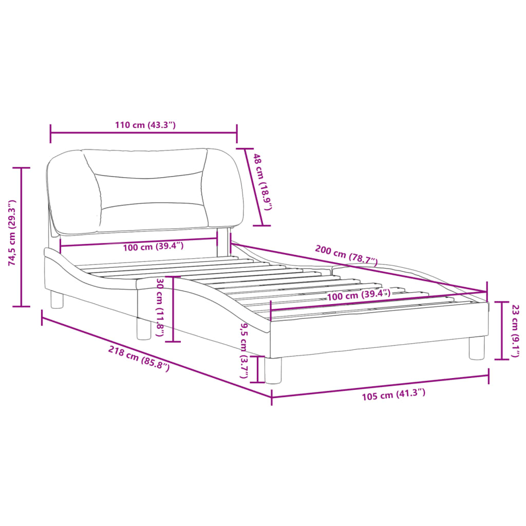 vidaXL Cadre de lit sans matelas noir 100x200 cm similicuir